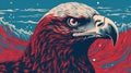 Eagle Standing Near Fresh Water With Risograph Ra 6900 Texture Royalty Free Stock Photo