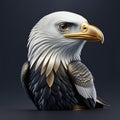 Eagle statue on a black background. 3d rendering, 3d illustration. Generative AI Royalty Free Stock Photo