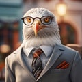 Edgy Caricature: Eagle In Business Suit With Glasses