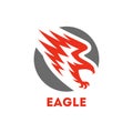 Eagle symbol. Round icon with flying bird