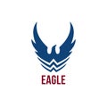 Eagle symbol with wings and stylized waves