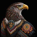 Eagle. Tapestry ornamental proud eagle bird. Embroidery textured vector background illustration. Wildlife. Decorative ornate