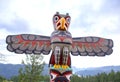 Eagle totem pole at the summit of the Malahat mountain in Vancouver Island