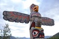 Eagle totem pole at the summit of the Malahat mountain in Vancouver Island Royalty Free Stock Photo