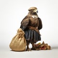 Eagle In Traditional Bavarian Clothing With Money Sack