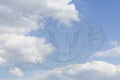 Eagle on U.S. dollar bill closeup macro in blue sky with clouds