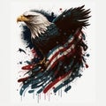 American Bald Eagle - a symbol of America with flag. Royalty Free Stock Photo