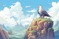 eagle watching over exposed hilltop on cliff Royalty Free Stock Photo