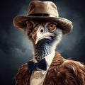Surrealistic Ostrich: A Photorealistic 1930s Poster Style Artwork