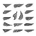 Eagle wings. Army minimal logo, wing graphics icons. Abstract retro black falcon bird badges, isolated flight emblem tidy vector Royalty Free Stock Photo