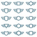 Eagle wings army vector badges. Aviation wing labels. Winged pilot emblems Royalty Free Stock Photo