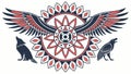 Eagle and Wolf Mandala for Power & Freedom, vector design Generative AI Royalty Free Stock Photo