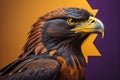 Eagle with yellow star on a purple background. generative ai Royalty Free Stock Photo