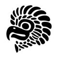 Eagle head, Cuauhtli, 15th day sign, flat clay stamp motif of Aztec calendar