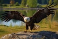 Eagles flight and precision landing, a stunning closeup spectacle Royalty Free Stock Photo