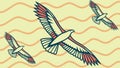 Eagles Flying Wavy Pattern Abstract Sky Vector, vector design Generative AI Royalty Free Stock Photo