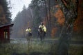 Eagles on horses in the rain, Roztocze, Poland