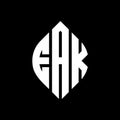 EAK circle letter logo design with circle and ellipse shape. EAK ellipse letters with typographic style. The three initials form a Royalty Free Stock Photo