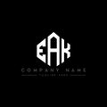 EAK letter logo design with polygon shape. EAK polygon and cube shape logo design. EAK hexagon vector logo template white and Royalty Free Stock Photo