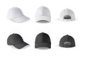 Ealistic baseball cap template vector set Royalty Free Stock Photo