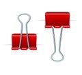 Ealistic 3d Detailed Red Binder Clips on a Paper. Vector