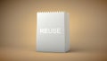 Ealistic mock up of white paper bag with reuse text copy