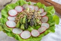 Ealthy spring salad with asparagus on a table Royalty Free Stock Photo