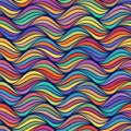 eamless abstract geometric pattern. Multicolored wavy braided lines on a black background. Textile texture. Vector illustration. Royalty Free Stock Photo