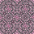 eamless graphic pattern, floral pink ornament tile on gray background, texture