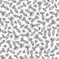 Eamless vector pattern made of small sketchy Silene latifolia flowers