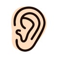 Ear. The auricle of man in a simple style. Organ of hearing.