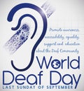 Deafness Symbol with Precepts for World Deaf Day Celebration, Vector Illustration