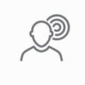 Ear and ear canal outline icon image for hearing / listening los