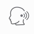 Ear and ear canal outline icon image for hearing / listening los