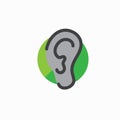 Ear and ear canal outline icon image for hearing / listening los