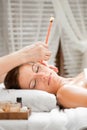 Ear Candling in Spa Royalty Free Stock Photo