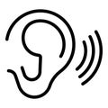 Ear concentration icon outline vector. Listening attention