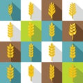 Ear corn icons set, flat style Royalty Free Stock Photo