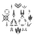 Ear corn icons set, simple style Royalty Free Stock Photo