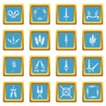 Ear corn icons set sapphirine square vector Royalty Free Stock Photo