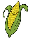 Happy yellow corn cartoon character
