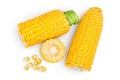 Ear of corn isolated on a white background. Clipping path. Top view. Flat lay Royalty Free Stock Photo