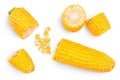 Ear of corn isolated on a white background. Clipping path. Top view. Flat lay Royalty Free Stock Photo