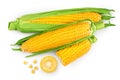 Ear of corn isolated on a white background. Clipping path. Top view. Flat lay Royalty Free Stock Photo