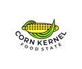 Ear of corn with leaves, logo design. Food, farming, plant and street food, vector design