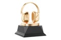 Ear Defenders Award Trophy Pedestal. 3d Rendering