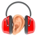 Ear Defenders with ear, protection concept. 3D rendering