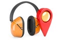 Ear defenders with map pointer. 3D rendering