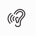 Ear and ear canal outline icon image for hearing / listening los