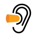 Ear and earplugs. Noise symbol Royalty Free Stock Photo